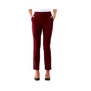 Rafaella Women's Pants Pull-On Stretch Pant Wine Straight Leg Pants Size 4 A5